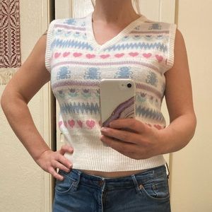 Vintage Teddy Bear Hearts Sweater Vest